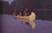 Frederic Remington Evening on a Canadian Lake (mk43) USA oil painting artist